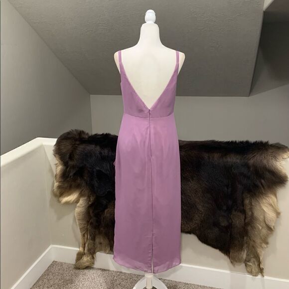 New Elegant V Back Faux Wrap Midi Dress - Picture 4 of 10